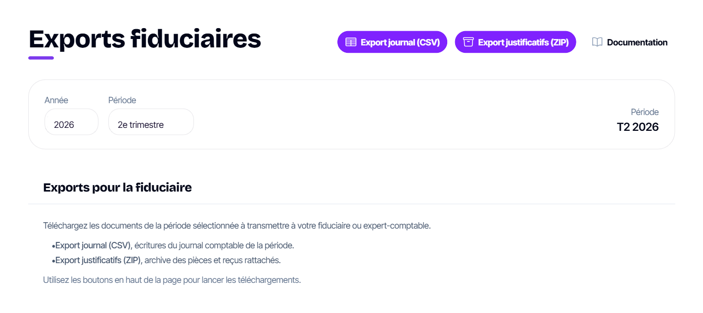 Aperçu de Export fiduciaire
